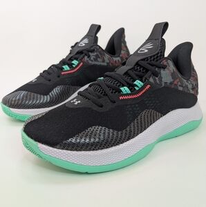 Under Armour Black and Teal Kids Sneakers